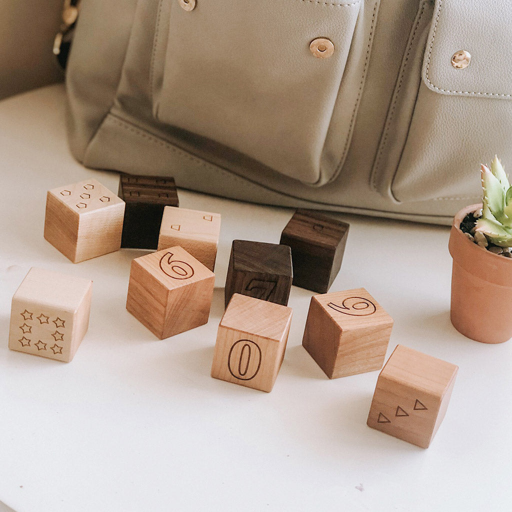 wooden number blocks set educational  toddler toys