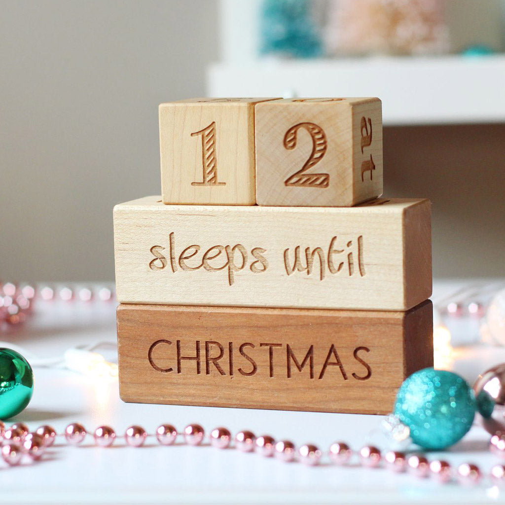 christmas countdown blocks wooden gift for kids